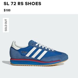 ADIDAS Original SL 72 RS. Blue stripe suede leather sneaker tennis shoe.